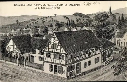 Ak Fürth im Odenwald, Gasthaus zum Adler