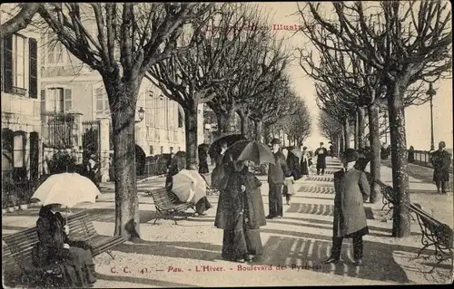 Ak Pau Pyrénées-Atlantiques, L'Hiver, Boulevard des Pyrenees