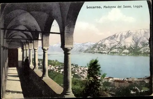 Ak Locarno Kanton Tessin Schweiz, Madonna del Sasso, Loggia