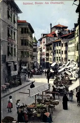 Ak Bozen Bolzano Südtirol, Obstmarkt