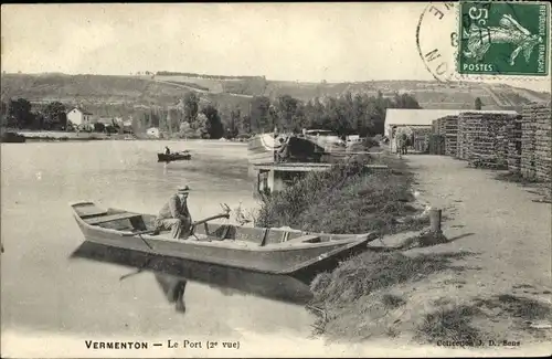 Ak Vermenton Yonne, Le Port, Ruderpartie