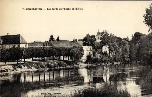 Ak Vincelottes Yonne, Les bords de l'Yonne, L'Eglise