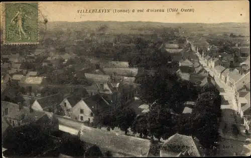 Ak Villeblevin Yonne, A vol d'oiseau