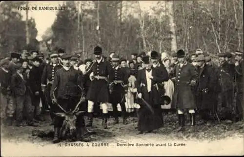 Ak Rambouillet Yvelines, Chasses a Courre, derniere Sonnerie avant la Curee