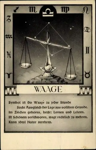 Ak Sternzeichen Waage, Libra, 24. September bis 23. Oktober