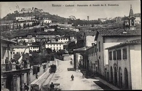 Ak Fiesole Firenze Florenz Toscana Italien, Contorni, Panorama da San Domenico, Straßenpartie