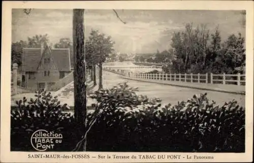 Ak Saint Maur des Fossés Val de Marne, Sur la Terrasse du Tabac du Pont, Le Panorama