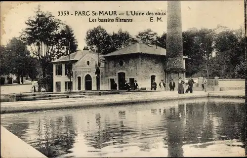 Ak Saint Maur Val de Marne, Parc, L'Usine des eaux, Les bassins filtrants