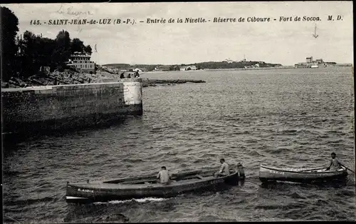 Ak Saint Jean de Luz Pyrénées Atlantiques, Entree de la Nivelle, Reserve de Ciboure, Fort de Socoa