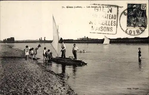 Ak Gien Loiret, Les bords de la Loire, La Plage