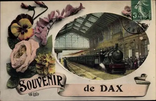 Ak Dax Landes, Partie am Bahnhof, Eisenbahn, Blumen, Souvenir