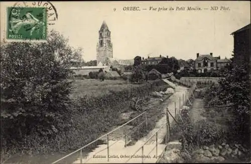 Ak Orbec Calvados, Vue prise du Petit Moulin