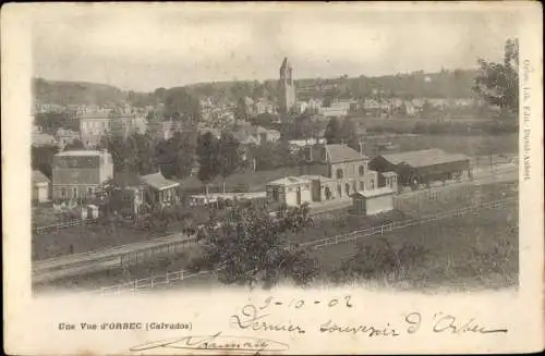 Ak Orbec Calvados, Teilansicht, Bahnhof