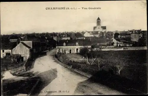 Ak Champigné Maine-et-Loire, Vue Generale