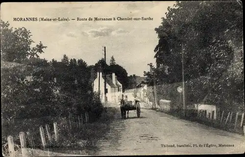 Ak Morannes Maine et Loire, Route de Morannes a Chemire sur Sarthe