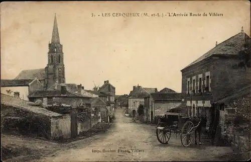 Ak Les Cerqueux Maine et Loire, L'Arrivee Route de Vihiers