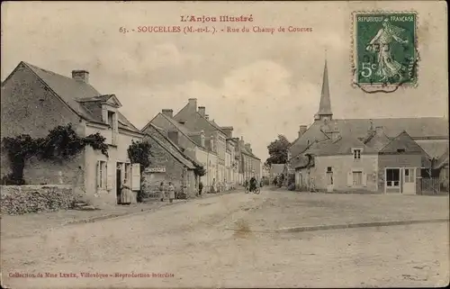 Ak Soucelles Maine et Loire, Rue du Champ de Courses