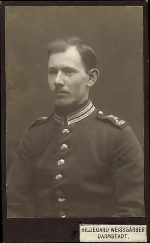 CdV Soldat, Kaiserreich, Uniform, Portrait, Darmstadt, Fotograf Hildegard Weissgärber