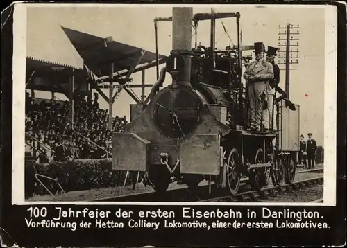 Foto 100 Jahrfeier der ersten Eisenbahn in Darlington, Hetton Colliery Lokomotive