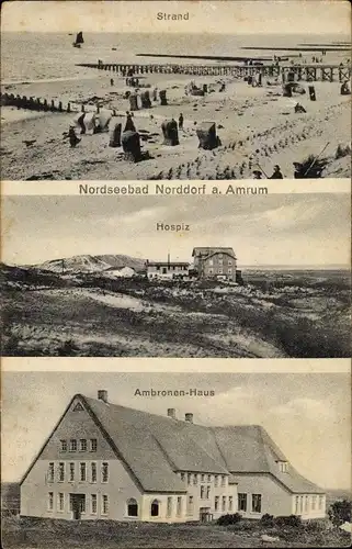 Ak Norddorf auf Amrum Nordfriesland, Strand, Hospiz, Ambronen Haus