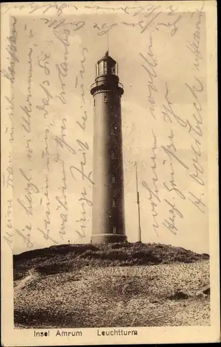 Ak Insel Amrum in Nordfriesland, Blick auf den Leuchtturm