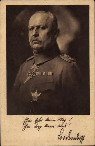 Ak General Erich Friedrich Wilhelm Ludendorff, Ohne Opfer kein Sieg, Ludendorff Spende, Orden