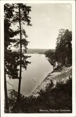 Ak Ruciane Nida Rudczanny Masuren Ostpreußen, Blick auf den Niedersee und Umgebung