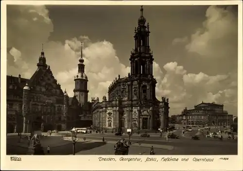 Ak Dresden Zentrum Altstadt, Georgentor, Hofkirche, Opernhaus