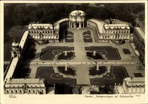 Ak Dresden Zentrum Altstadt, Zwingeranlagen mit Wallpavillon