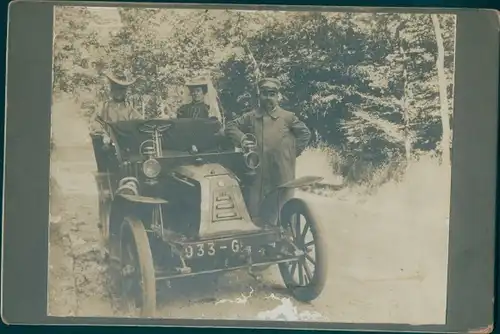 Foto Auto, Waldpartie, Fahrgäste, 1907