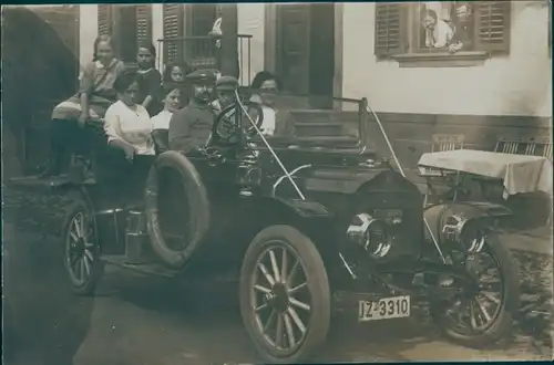Foto Ak Auto, Autofahrt, Familie, Kinder, 1913