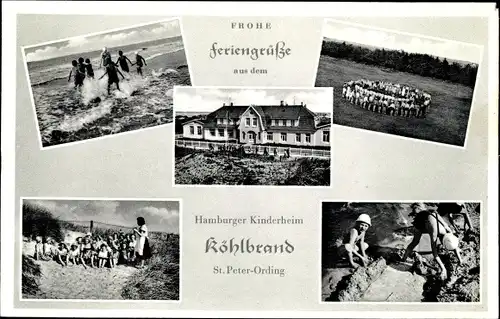 Ak Nordseebad Sankt Peter Ording, Hamburger Kinderheim Köhlbrand, Strandleben