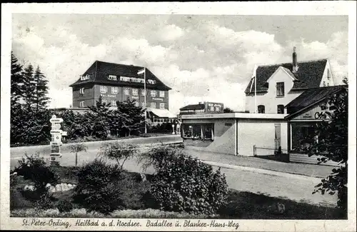 Ak Sankt Peter Ording in Nordfriesland, Badallee und Blanker Hans Weg