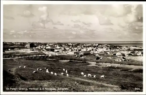 Ak Sankt Peter Ording in Nordfriesland, Zeltplatz, Dünen