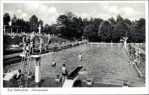 Ak Bad Rothenfelde am Teutoburger Wald, Partie im Schwimmbad, Freibad, Sprungturm, Wasserrutsche