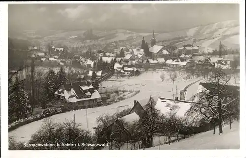 Ak Sasbachwalden im Schwarzwald, Gesamtansicht, Winter