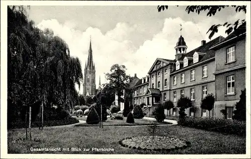 Ak Rhede in Westfalen, Gesamtansicht mit Blick zur Pfarrkirche, Exerzitienhaus u. Erholungsheim