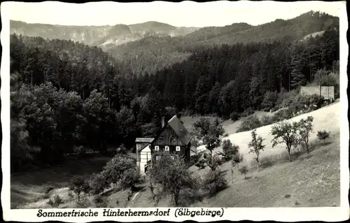 Ak Hinterhermsdorf Sebnitz Sächs. Schweiz, Holzhaus im Wald