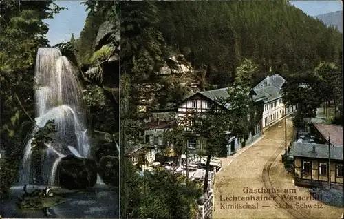 Ak Lichtenhain Sebnitz Sächs. Schweiz, Lichtenhainer Wasserfall, Gasthof