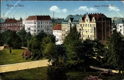 Ak Riesa an der Elbe Sachsen, Ansicht Kaiser Wilhelm Platz