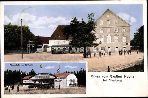 Ak Nobitz Thüringen, Gasthof, Fliegerhalle an der Leina