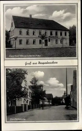 Ak Neupoderschau Meuselwitz im Kreis Altenburger Land, Gasthof, Dorfstraße