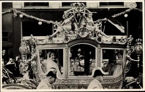 Ak Hochzeit Königin Juliana und Prinz Bernhard zur Lippe, Goldene Kutsche, 1937