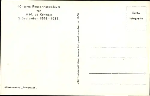 Ak Königin Wilhelmina der Niederlande, 40 jähriges Regierungsjubiläum, Juliana, Bernhard, Heinrich