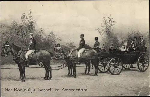 Ak Amsterdam, Königin Wilhelmina der Niederlande, Heinrich zu Mecklenburg, Juliana, Kutsche