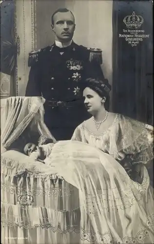 Ak Königin Wilhelmina, Prinz Hendrick, Heinrich zu Mecklenburg, Tochter Juliana im Kinderbett