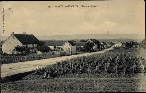 Ak Paroy sur Tholon Yonne, Route de Joigny