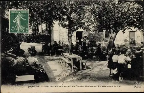 Ak Saint Maurice Val-de-Marne, Interieur du restaurant de l'Ile des Corbeaux