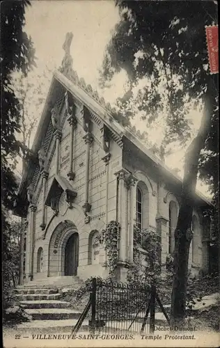 Ak Villeneuve Saint Georges Val de Marne, Temple Protestant