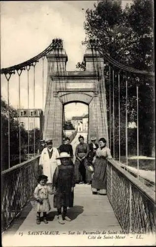 Ak Saint Maur Val de Marne, Sur la Passerelle, Créteil, Cote de Saint Maur